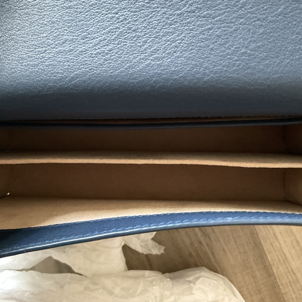 Strathberry Crescent Leather Shoulder Bag in navy - Picture 6 of 7